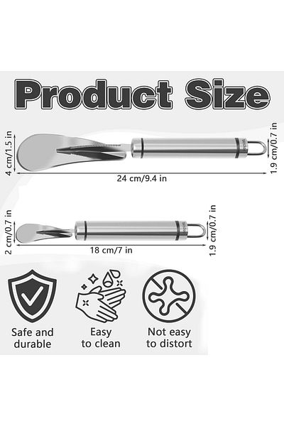 Generic 2 Piece Stainless Steel Orange Peeler, Food Grade Stainless Steel Fruit Peeler with Serrated Spatul