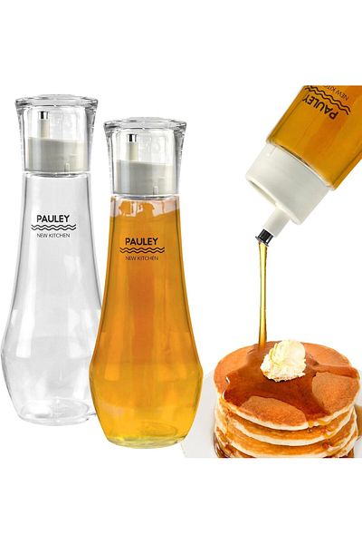 Generic Dispenser Honey Pot with Lid Cup, Glass Honey Dispenser Jar, Automatic Reflux, Maple Syrup Dispense