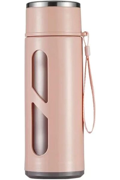 Generic ALFAHA Pink .Green Water Bottle Hot Cold Coffee Milk Drinking Water Bottle Double Layer Plastic Gla
