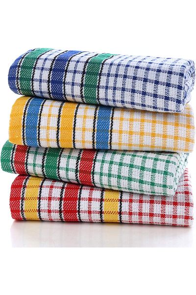Generic Large Kitchen Dish Towels, 16 Inch x 26 Inch Bulk Absorbent Cotton Kitchen Towels, 4 Pack Bright Co