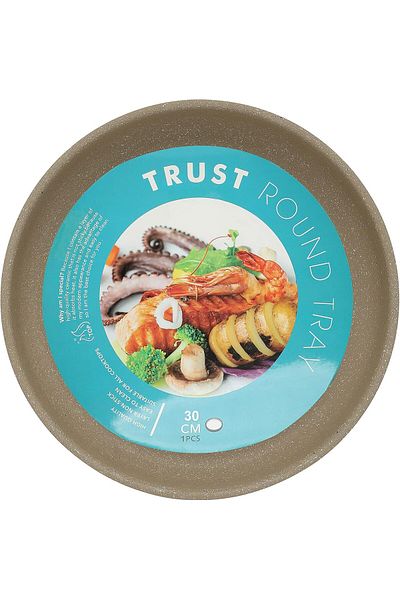 Generic Trust Pro Non Stick Round Tray with 2 Layered Ceramic Coating, 30 cm, Ash