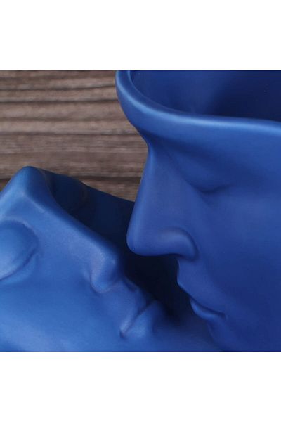Generic oliruim Blue Coffee Cup and Saucer Set - Ceramic Unique Kissing 8.5 oz Coffee Mug Set with Spoon, F