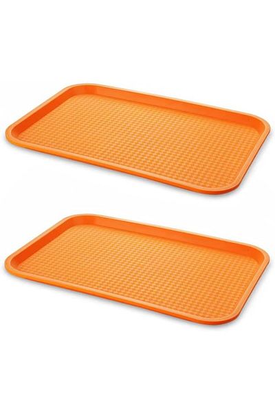 Generic PHCOMRICH Plastic Serving Tray Multipurpose Non Slip Tray for Home Business (35x27cm) - Set of 2 (Y