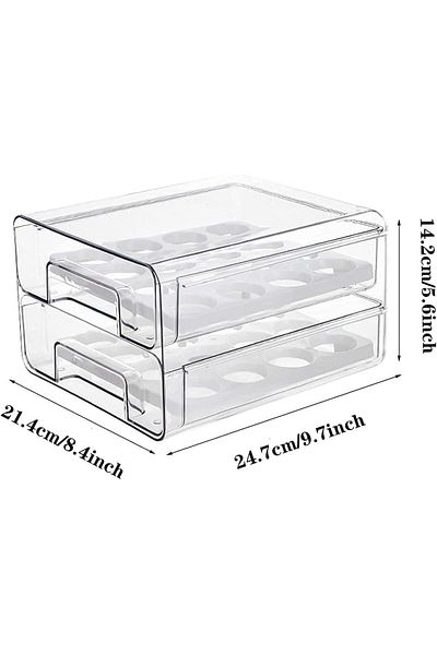 Generic SupWolf Egg Holder for Refrigerator 32 Grid Egg Basket Double Layer Egg Storage with Lids Multifunc