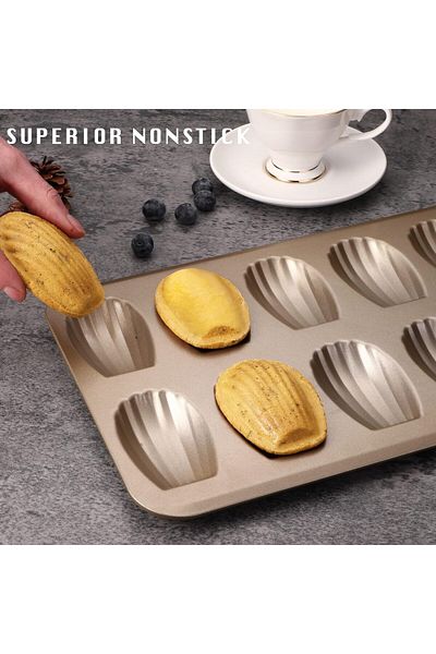 Generic NALACAL Nonstick Madeleine Pan 2 Pack 12-Cavity Heavy Duty Madeleine Cookies Trays for Oven Baking,