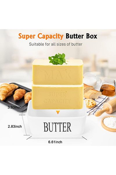 Generic Yelajoy Butter Dish with Lid, Ceramic Butter Dish with Knife for Countertop, Airtight Covered Butte