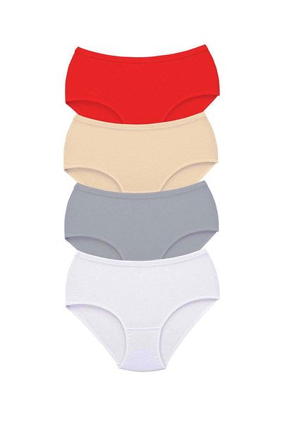 PRATİKOBA 4 Pieces Tutku Women's High Waist Bato Thick Rubber Panties S13