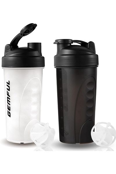 Generic GEMFUL Shaker Bottle for Protein Mixes BPA-Free Leak Proof Smothies Mixer Water Cups 750 ML 2 Pack
