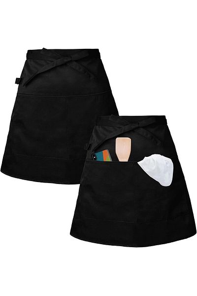 Generic MAKINGTEC Waist Apron, Black Half Aprons Short Cloth Aprons Men and Women Waitress Apron for Home K