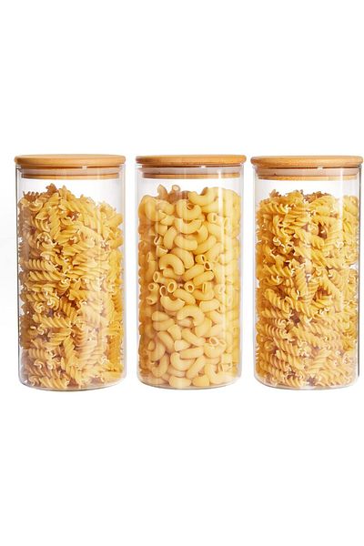 Generic Vtopmart 3 Pack 50oz Glass Jars with Bamboo Lids, Airtight Seal Food Storage Containers for Kitchen