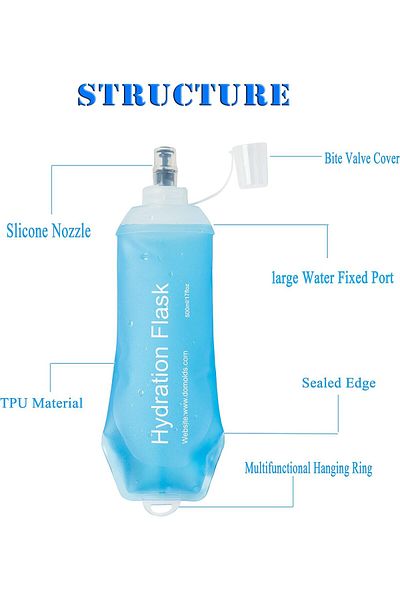 Generic Running Water Bottle, Foldable Running Soft Collapsible Water Bottle for Hydration Pack Cycling Mar