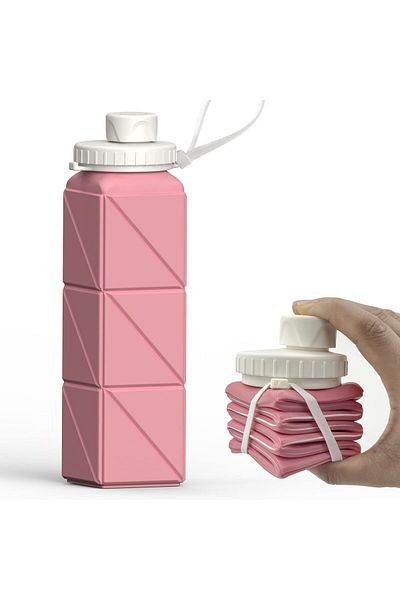 Generic 1Pcs Collapsible Water Bottles, Silicone Foldable Portable Water Bottle 610ml, Lightweight Reusable