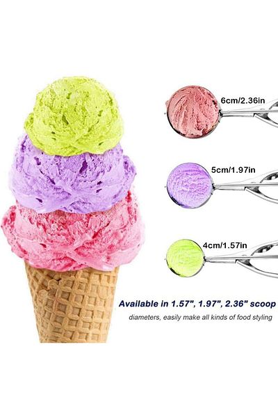 Generic WJ Ice Cream Scoop, Ice Cream Scoop Set, 3 Pcs Stainless Steel Ice Cream Scoop Trigger Include Smal