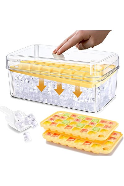 Arabest طقم صواني مكعبات ثلج صغيرة مكون من 60 قطعة مع غطاء وحاوية ومغرفة، قوا...