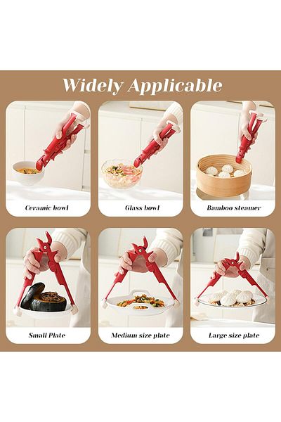 Generic Anti-Scald Bowl Holder Clip, Silicone Grip & Self-Lock ABS Kitchen Tool for Hot Plates, Hot Bowl Di