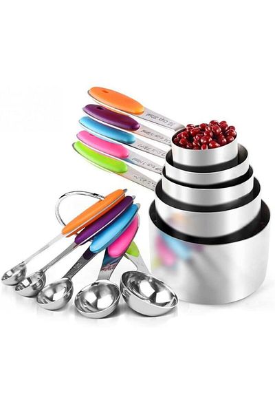 Generic BHjoybeauty 10 Piece Measuring Cups and Spoons Set in 18/8 Stainless Steel Durable Kitchen Cooking