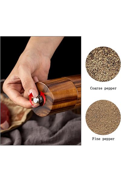 Generic Tazweeq 8 Inch Solid Wooden Salt and Pepper Grinder, Adjustable Manual Spice Mills Shakers, Kitchen