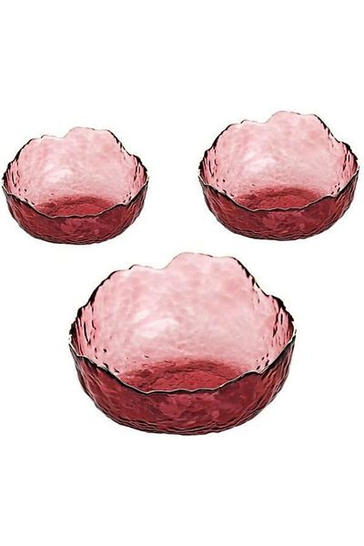 Generic MOTIM 3-Piece Fruit Salad Glass Bowl Purple 24x24x11cm