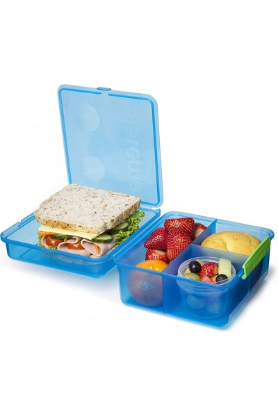Sistema Lunch Box Cube Max To Go - 2L Bento Container with Dividers & Leakproof Yogurt Pot (BPA-Free
