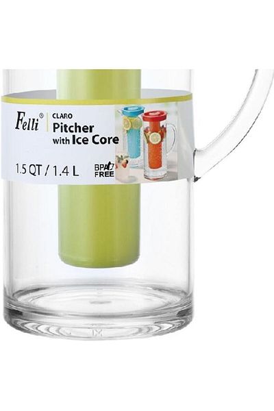 Generic Felli Claro Elegant Design BPA-Free Pitcher with Ice Core Clear and Green 1.4 Liter NPJPC-47F0