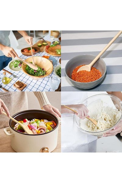 Generic Duomama 12 Inch Wooden Cooking Spoons - Set of 2 | Long Handle Mixing & Tasting Spoons | Durable Ov
