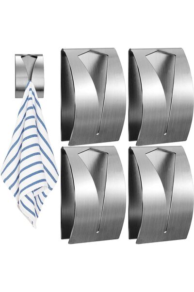 Arabest 4-Piece Stainless Steel Self-Adhesive Wall Hooks,Space-Saving Modern ...