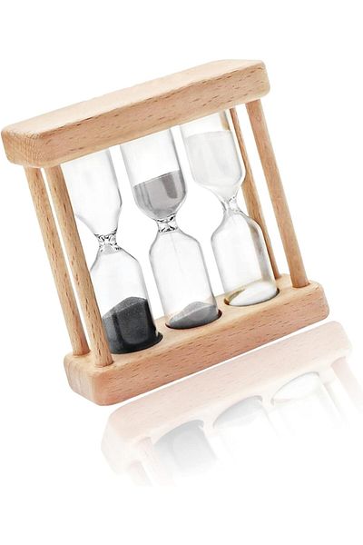 Generic Classic Wooden Frame Sand Hourglass Timer, Decorative Sandglass Clock for 1/3/5 Minute Timing, for