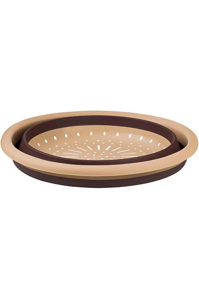 Generic Al Sanidi Silicone Foldable Strainer, Rice, Vegetables and Fruits, BrownxBeige, 33 cm