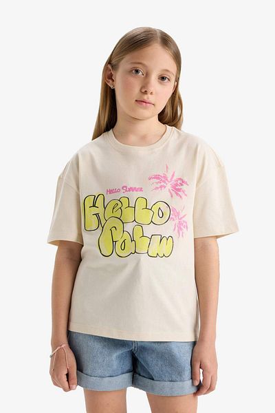 DeFacto Girls Relax Fit Crew Neck Short Sleeve T-Shirt E0389A825Sm
