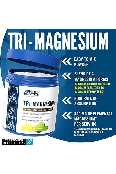 applied nutrition Tri-Magnesium Complex (Glycinate+Taurate+Citrate+) Powder 50 Serv