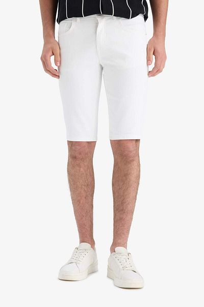DeFacto Slim Fit Slim Fit White Jean Bermuda Shorts X5352Az25Sm