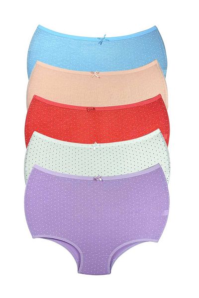 PRATİKOBA 5 Pieces Polka Dot Women's High Waist Bato Panties
