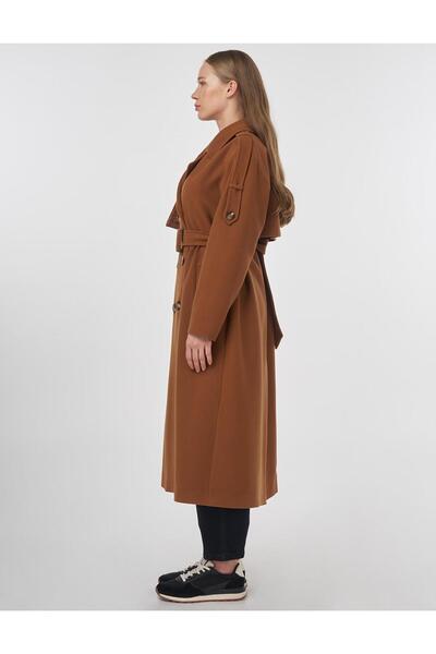 Kayra Erkek Yaka Tokalı Kaşe Kaban Camel