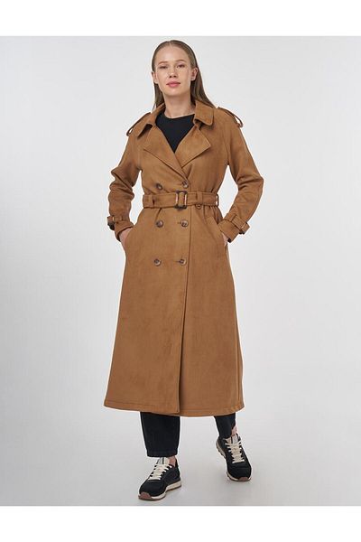 Kayra Belt Detailed Suede Cap Camel