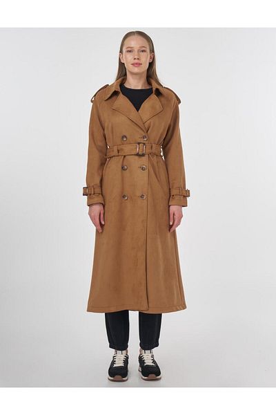 Kayra Belt Detailed Suede Cap Camel