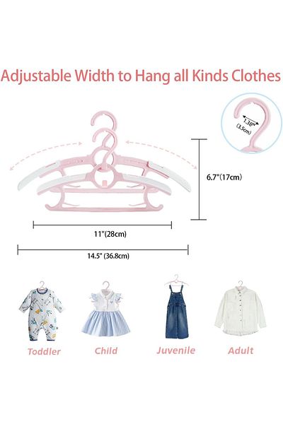 Generic Baby Plastic Hangers, Baby Hangers for Nursery Closet, 11''-14.5'' Adjustable Non-Slip Kids Hangers