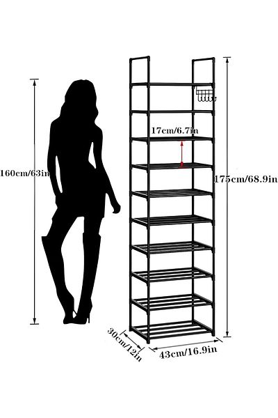 Generic Beauenty Shoe Rack,10 Tiers Narrow Tall Shoe Rack -Vertical Shoe and Boots Organizer with Hook,20-2