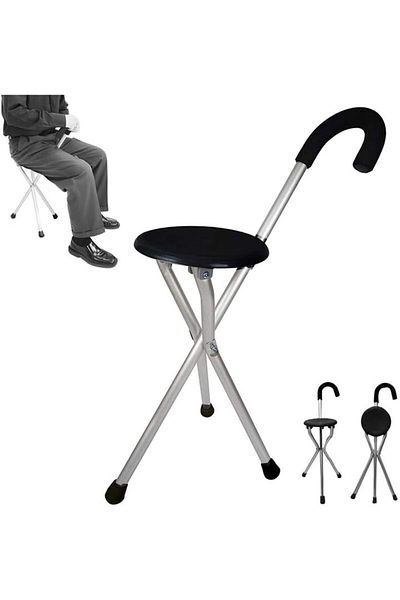 Generic An Iron Stick, Prayer Chair for The Elderly and Sick, Black