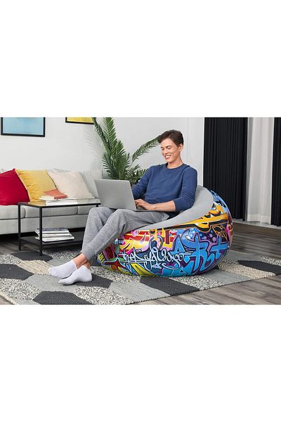 Generic Bestway Graffiti Inflate-A-Chair 1.12M X 1.12M X 66Cm