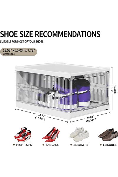 Generic Andgogo Shoe Storage Box,3 Tier Clear Plastic Stackable Shoe Organizer for Closet,Foldable Shoe Box