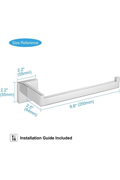 Generic TASTOS Premium Stainless Steel Hand Towel Holder - Square Wall-Mounted, Polished Chrome