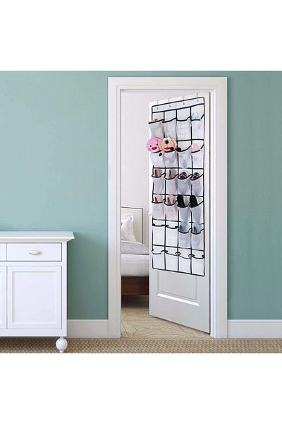 Generic ELECDON Hanging Organiser, Shoe Rack Over The Door Shoe Storage Organizers Mesh Shoe Holder with 24