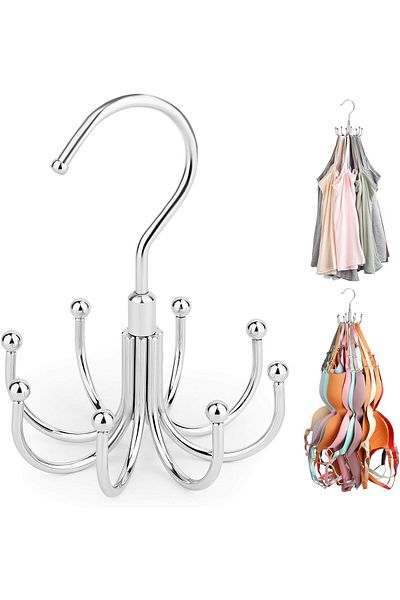 Generic ALMEKAQUZ Bra Hanger for Closet, Tank Top Organizer, Max 24 Capacity Rotatable Metal Space Saving H