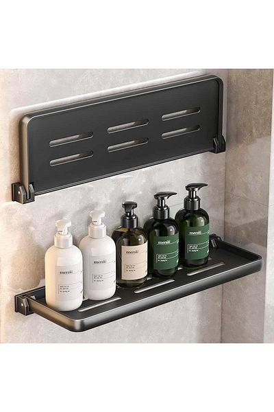 Generic Excefore Bathroom Shower Shelf, 2 Pack Folding Metal Shelf for Bathroom Wall Mounted, 90° Fold Up a