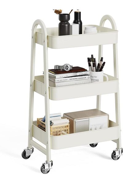 Generic 3 Tier Utility rolling craft, crafting cart with Lockable Caster Wheels,art cart for Livingroom, Ba