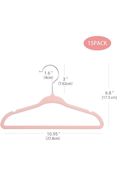 Generic ManGotree Velvet Children's Clothes Hangers, Non-Slip Slim Pack of 15 (Pink)