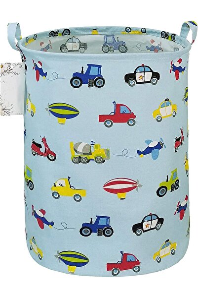 TERRIFI سلة غسيل قماشية كبيرة قابلة للطي، دائرية، لون السيارة، 42×7×45 سم