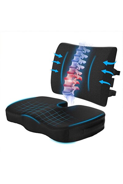 Emeralune Lumbar Support Pillow for Office Desk Chair Memory Foam Car Seat Cushion & Back Pillow