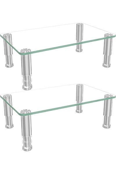Generic Hemudu 2 Pack Computer Monitor Stand Riser with Height Adjustable Multi Media Desktop Stand for Com