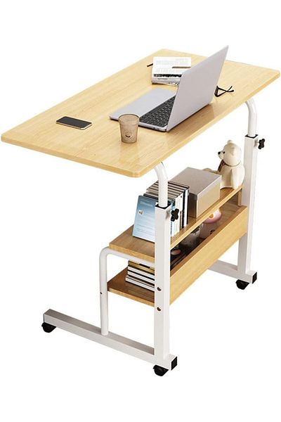 Generic Computer Home Office Student Writing Standing Desk With Storage Study Laptop Table Adjustable Rolli